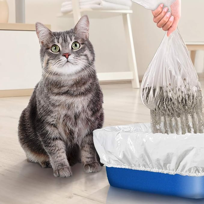 Alfapet Kitty Cat Pan Disposable, Elastic Sifting Liners- 15-Pack + 3 Solid Transfer Liner -For Large, X-Large, Giant, Extra-Giant Size Litter Boxes- With Easy Fit Sta-Put Technology (15 Count)