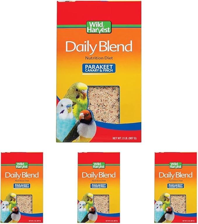 Wild Harvest Daily Blend for Parakeet, Canary, Finch & Small Birds 2lb (Pack of 4)