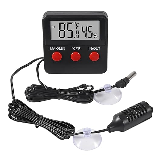 3PCS Digital Reptile Thermometer and Humidity Gauge Remote Probes Reptile Terrarium Thermometer Hygrometer Indoor Outdoor Temperature and Hygrometer Gauge