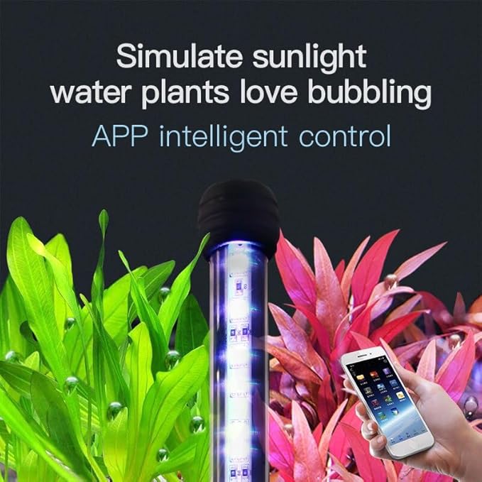 Smart Submersible Aquarium Light with App Timer, 23 Inches LED Fish Tank Light, RGB 16 Million Colors Changing, 7/24 On/Off Automatic, Aquarium Lighting