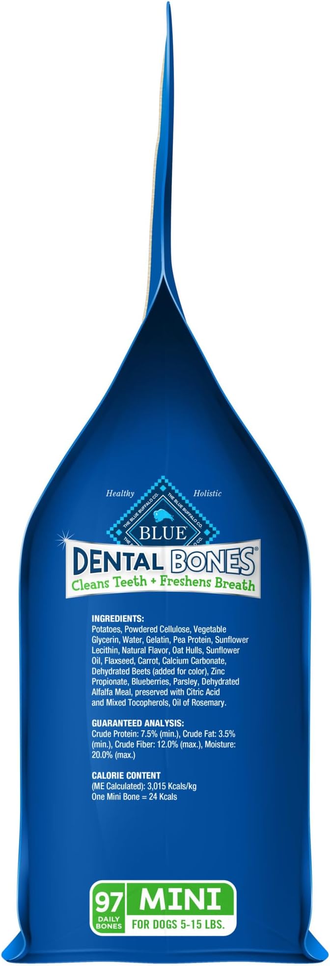 Blue Buffalo Dental Bones Mini Natural Dental Chew Dog Treats, (5-15 lbs) 27-oz Bag Value Pack