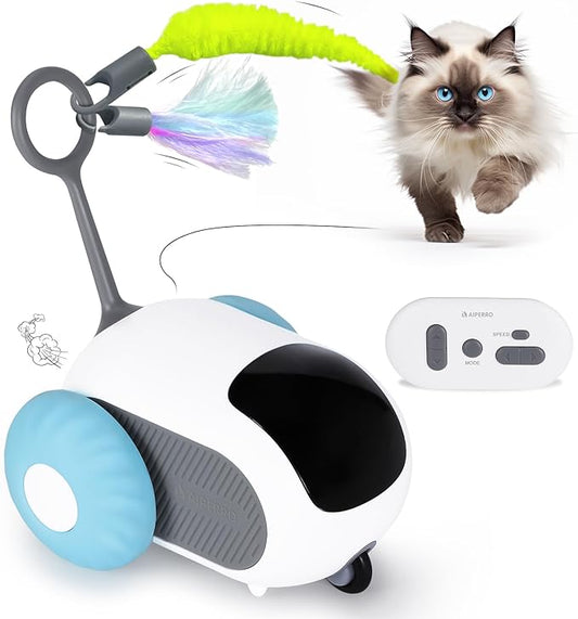 Cat Toys for Indoor Cats, Smart Interactive Cat Toy with 2-Speed Adjustment, Remote Control & USB Rechargeable Automatic Cat Exercise Toys for Bored Indoor Adult Cats Kittens (Blue)