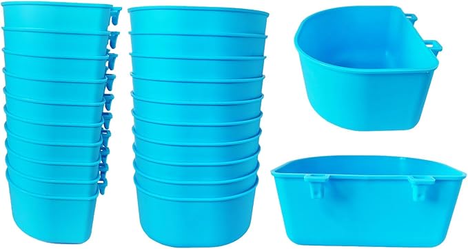 20 Pack Cage Cups Feeder Waterer Food Bowl 25 OZ Water Dispenser Hanging Seed Dish Drinking Coop Cup Treats Container for Chicken Bird Rabbit Bunny Parakeet Pigeon Small Animal Poultry Cat