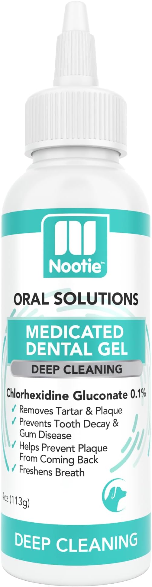 Nootie Medicated Dental Gel for Dogs, Freshens Breath and Cleans Teeth for Dogs - Prevents Plaque and Tartar Dog Oral Care, 4oz