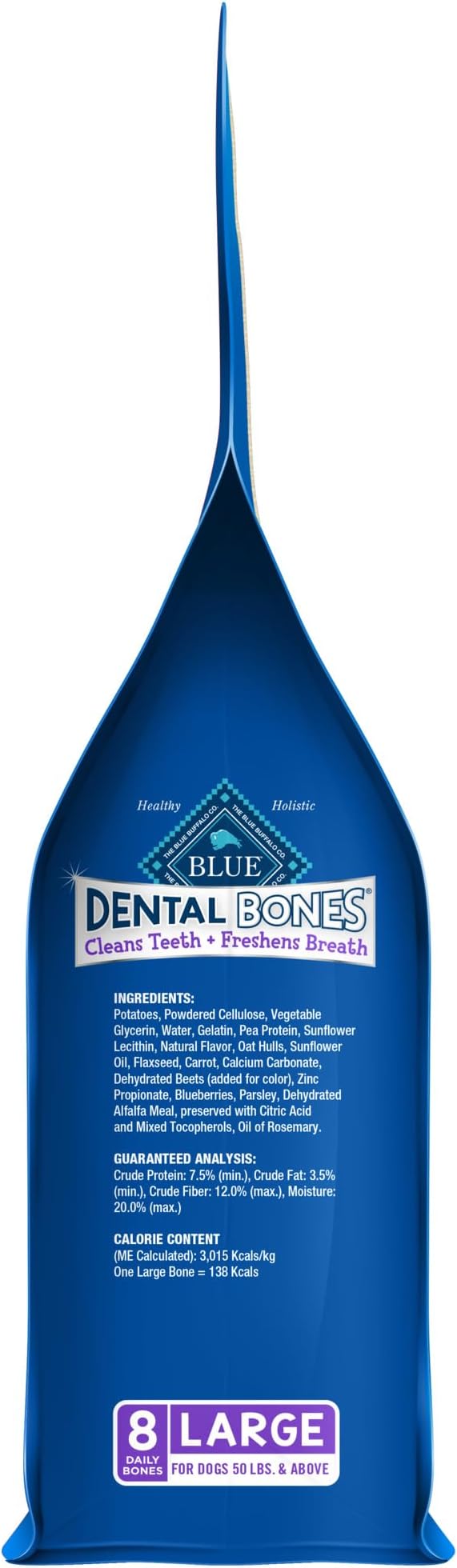 Blue Buffalo Dental Bones Large Natural Dental Chew Dog Treats, (50 lbs and up) 12-oz Bag