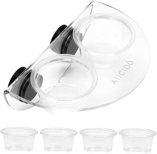 AIICIOO Crested Gecko Food Dish - Strong Magnetic Reptile Feeding Ledge for Bearded Dragon Lizard Crested Gecko Tank Accessories with 6 Pack Plastic Cup