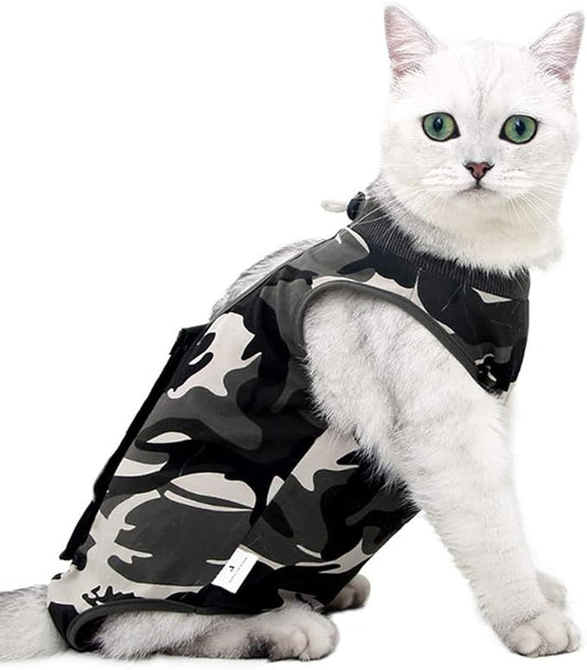 Cat Recovery Suit for Abdominal Wounds or Skin Diseases, Cat Onesie for Cats After Surgery Female Kitten Recovery Suit, Breathable E-Collar Alternative for Cats After Spay Anti Licking Wounds