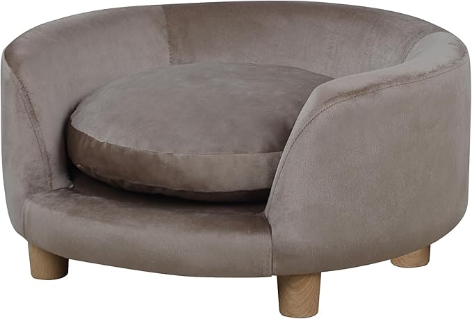 Dog Sofas and Chairs for Small Pet/Dog Sofa Chair with Soft Velvet Fabric / /Wooden Frame Cat Sofa Chair/Dog Sofa Bed with Washable Cushion for Small Dog Rest Using (brown)