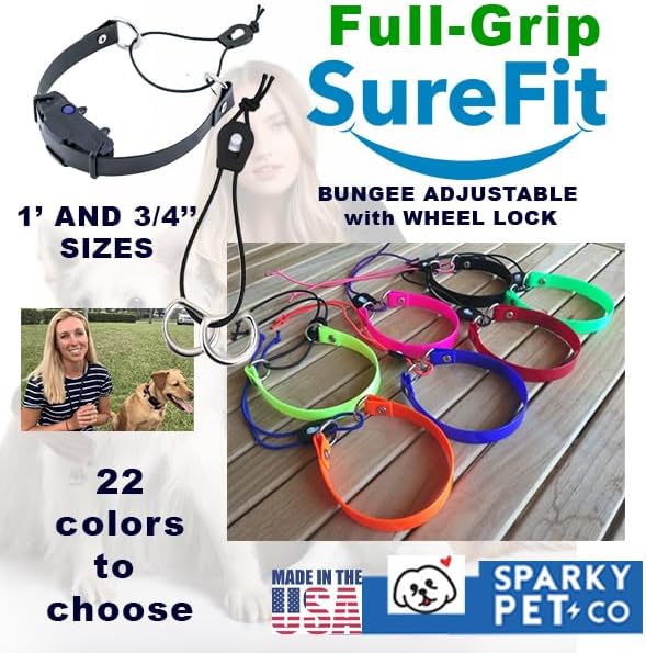 Sparky Pet Co - ECollar Replacement Strap - Bungee Dog Collar - Waterproof - Adjustable - Secure Nexus Wheel Lock - for Electronic Training & Invisible Fence Systems - 3/4" (Neon Orange)