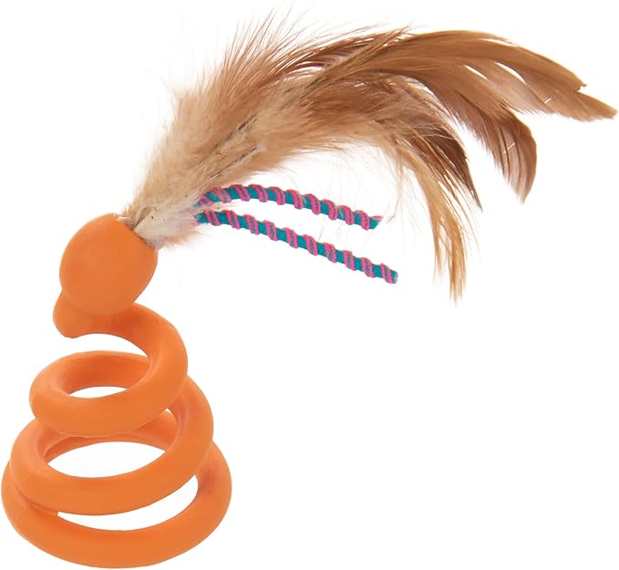 Petlinks Batty Boing Soft Spring & Feather Cat Toy - Orange, One Size