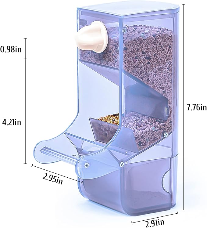 Hamiledyi Parrot Automatic Feeder No Mess Bird Feeder for Cage Parakeet Seed Food Container Plastic Lovebirds Cage Accessories for Small Conures Budgies Canary Finches(Blue)