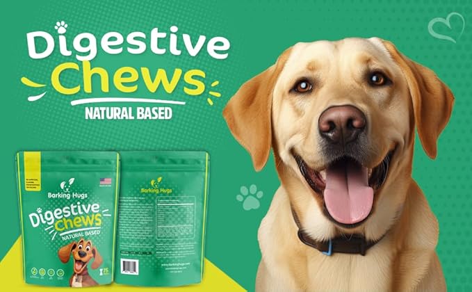 DIGESTIVE CHEWS - Prebiotic for Dogs - Probiotic for Dogs - Digestive enzymes for dogs - Gut Health - Helps with indigestion and diarrhea in dogs - 75 Chews