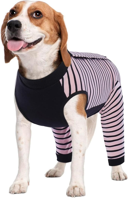 Kuoser Dog Recovery Suit for Back Legs, Soft Dog Surgery Suit with Sleeves to Stop Licking, Dog Recovery Sleeve Elbow Protector Pet Surgical Onesie for Abdominal Wounds, Dog Cone Alternative, Pink M