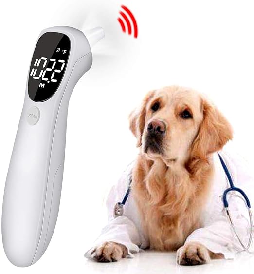 [Voice Off] Pet Non-Contact Ear Thermometer, Veterinary Ear Thermometer with CE and FDA, C and F Switchable, Suitable for Home Daily Health Check