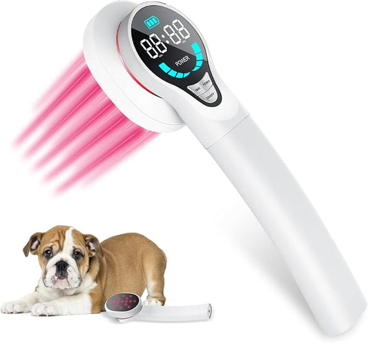 Cold Laser Therapy for Dogs - 2024 Upgraded Infrared Red Light Therapy Vet Device, Portable Laser Therapy Device for Pain Relief Arthritis, Spinal, Promote Blood Circulation (White)