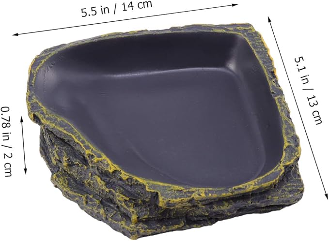 POPETPOP Reptile Food Dish Terrarium Water Bowl Food Feeding Plate Container Drinking Water Tray Resin for Snake Tortoise Frog