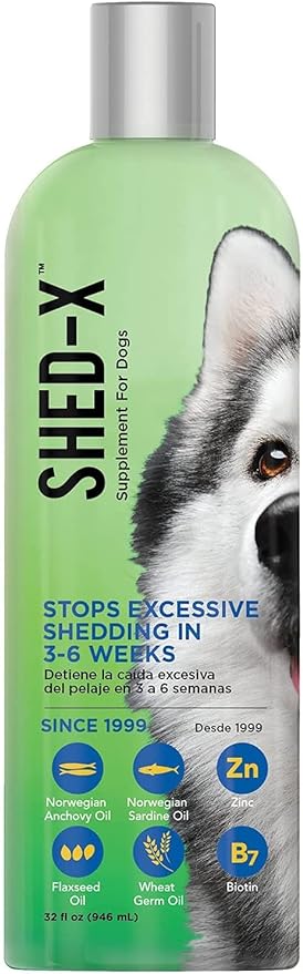 Shed-X Liquid Dog Supplement, 32oz – 100% Natural – Helps Dog Shedding, Fish Oil for Dogs Supports Skin & Coat, Dog Oil for Food with Essential Fatty Acids, Vitamins, and Minerals