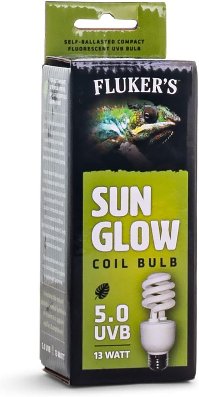 Fluker's Sun Glow 5.0 UVB Fluorescent Coil Bulb for Tropical Reptiles, Reptile Heat Light Stimulates Natural Synthesis of Vitamin D in Captive Reptiles, 13 Watt