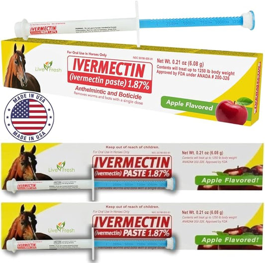 Ivermectin Paste - Horse Wormer 6.08 Grams (3-Pack) Bundle Sticker