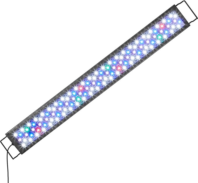 VEVOR Aquarium Light, 24W Full Spectrum Fish Tank Light with 24/7 Natural Mode, Adjustable Timer & 5-Level Brightness, with Aluminum Alloy Shell Extendable Brackets for 24"-30" Freshwater Planted Tank