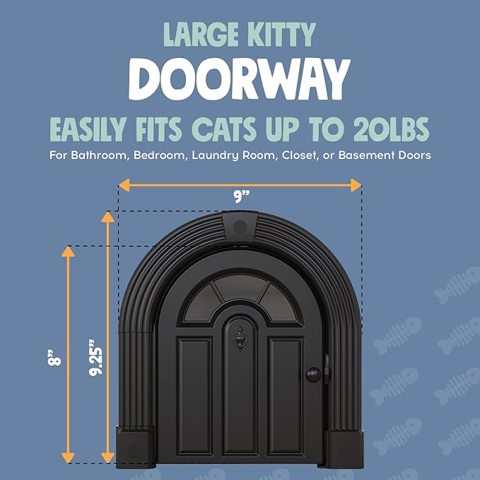 Cat Door Interior Door - No-Flap Cat Door for Interior Door, Cat Door Interior Door for Cats Up to 20 lbs, Easy DIY Setup, Secured Installation in Minutes, No Training Needed…