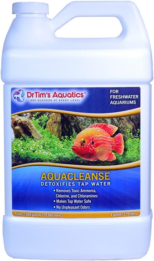 DrTim’s Aquatics AquaCleanse for Freshwater Aquariums – Tap Water Detoxifier: Dechlorinator & Ammonia Remover for New & Cycled Fish Tanks 128 oz.