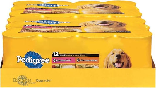 Pedigree Meaty Ground Dinner Multipack Chicken And Beef Dog Food 13.2 Ounces (Two 12-Can Cases)