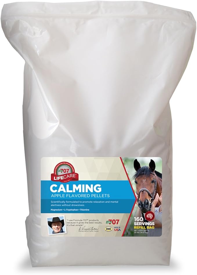 Formula 707 Calming Equine Supplement 20LB Bag – 160 Servings – Anxiety Relief and Enhanced Focus for Horses – L-Tryptophan, Thiamine & Magnesium