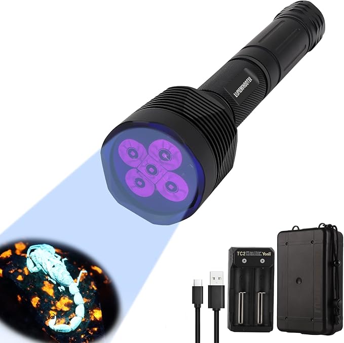 S5 UV Flashlight, Super Bright Black Light Flashlight with 5 LEDs, for UV Resin Curing, Rockhounding, Pet Urine Detecting, Scorpion Hunting (365NM)