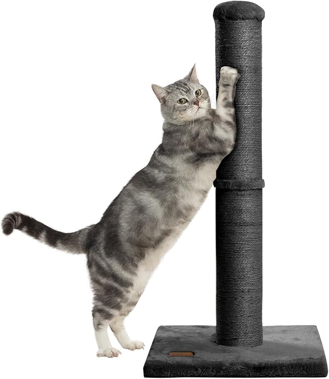 34inch Cat Scratching Post with Natural Sisal Rope 4.3Inch Large Diameter Scratcher Post Tree for Indoor Cats Black