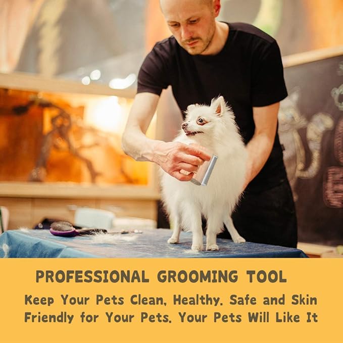 Deshedding Grooming Tool for Dogs, Cats & Horses, Ergonomic Design Wood Groom Brush, Professional Pet Groomer, Painlessly Remove for Short & Long Hair, Fur & Dirt - 2.5 Inches