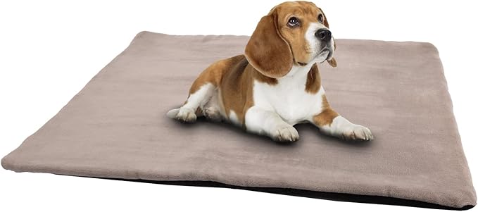 Dog Mat - 17.7 x 23.6 in Fluffy Padded Dog Blanket w/Insulation - Non Slip Kennel Mats for Sleeping - Machine Washable Bed for Dogs - Gray