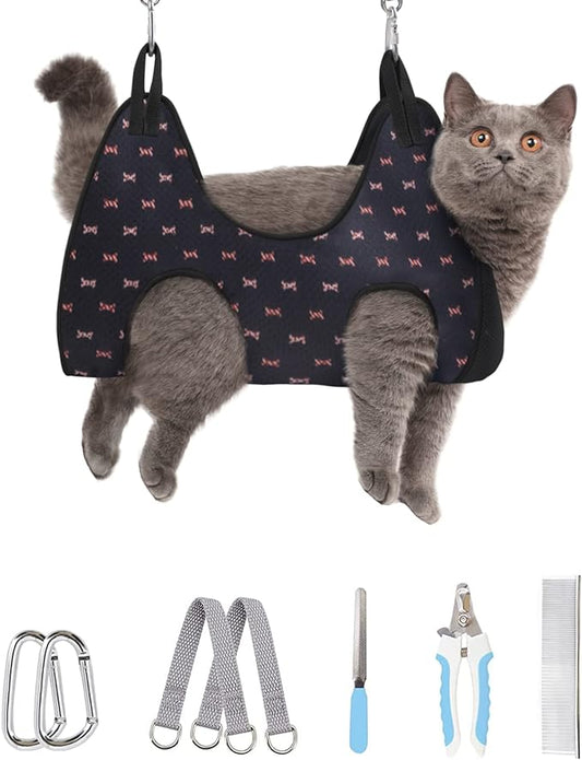 Supet Cat Grooming Hammock Harness for Cats Dogs, Relaxation Cat Nail Clipper Hammock, Cat Hammock for Nail Trimming for Grooming, Dog Grooming Helper for Cat Sling for Nail Trimming