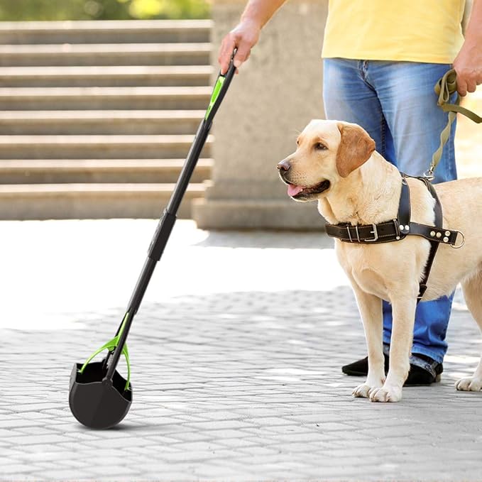 33" Long Handle Portable Pet Pooper Scooper for Large and Small Dogs,High Strength Material and Durable Spring,Great for Lawns, Grass, Dirt, Gravel