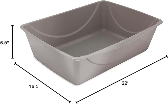 Petmate Open Cat Litter Box, Extra Large Nonstick Litter Pan Durable Standard Litter Box, Mouse Grey Great for Small & Large Cats Easy to Clean, Made in USA