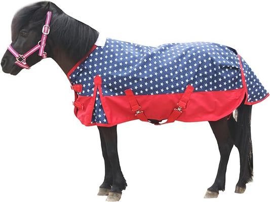 Mini Horse/Pony/Foal/Miniature Size 36"-51" Lightweight Waterproof & Breathable 1200 Denier Turnout Blanket with No Filling Star 39"