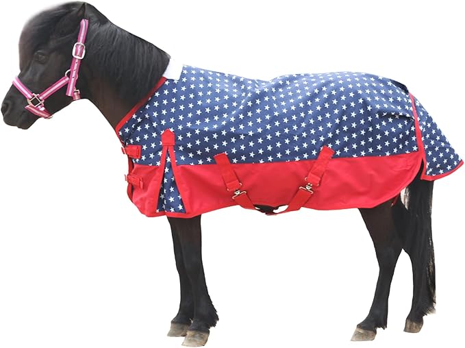 Mini Horse/Pony/Foal/Miniature Size 36"-51" Lightweight Waterproof & Breathable 1200 Denier Turnout Blanket with No Filling Star 51"