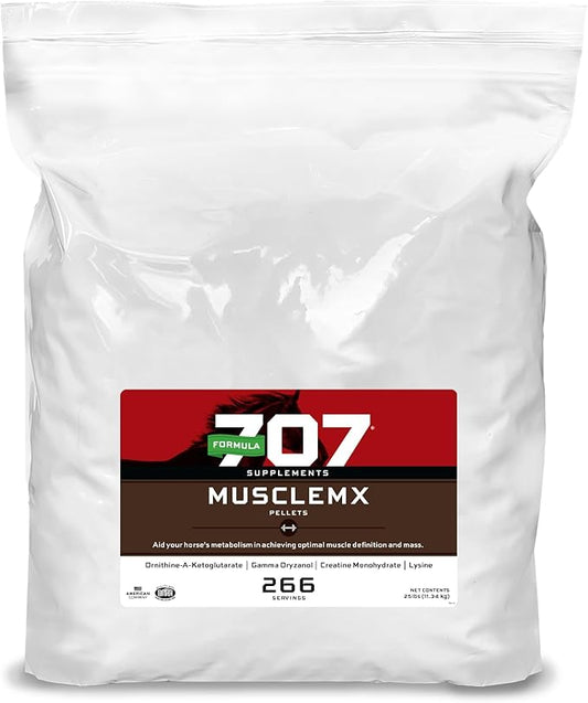 Formula 707 MuscleMx Equine Supplement, 25lb Refill Bag – Conditioning Support and Muscle Builder for Horses with Lysine, Gamma Oryzanol, Creatine & OKG