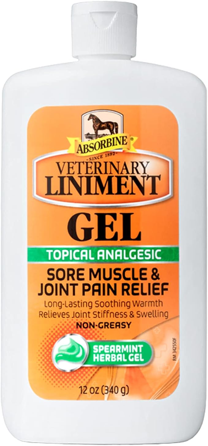 Absorbine Veterinary Liniment Topical Analgesic Sore Muscle and Arthritis Pain Relief Warming Liniment Rub, 12 Ounce Gel