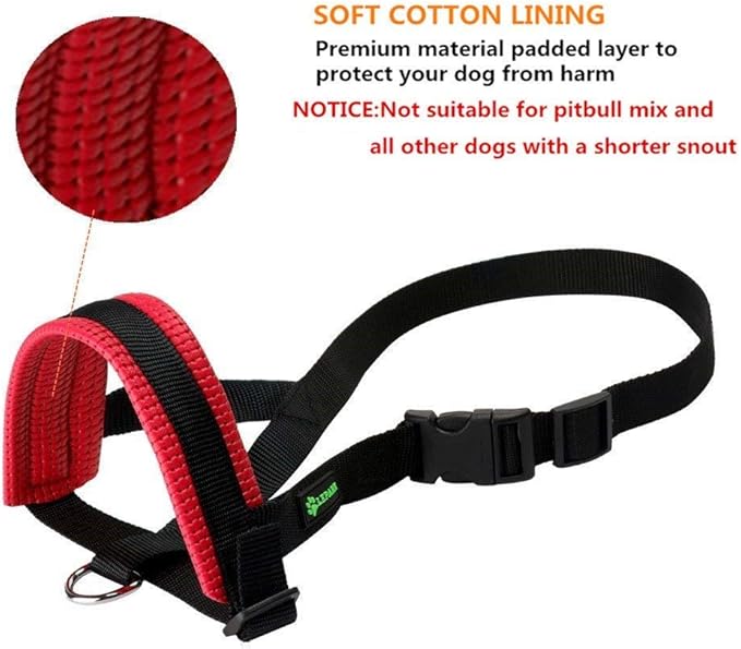 Dog Muzzle for Small, Medium, Large Dogs Prevent from Biting, Barking and Chewing, Adjustable Loop (S/Red)