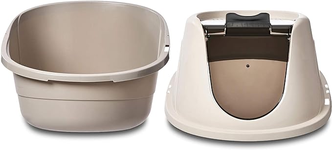 Amazon Basics No-Mess Hooded Cat Litter Box, Standard, Multicolor, 21 in x 16 in x 15 in