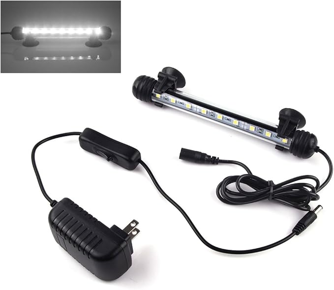 LED Aquarium Light, Smiful Fish Tank Light Submersible Underwater Crystal Glass LEDs Lights, 7.5"- White