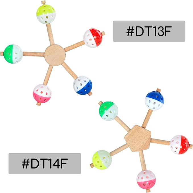 OIIBO Perch Toy with Rotating Balls for Birds, Rough-surfaced Natural Bird Toy Puzzle Parrot Toys Boredom Reducing Bird Foraging Toys for Cockatiel, Parakeets, Parrots, Budgies, Lovebird, Conures