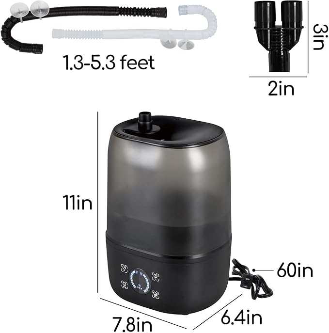 OIIBO Reptile Humidifier with Timing, 4L Large Digital Reptile Fogger Terrarium Humidifiers with Double Extension Tube Automatic Reptile Misting System