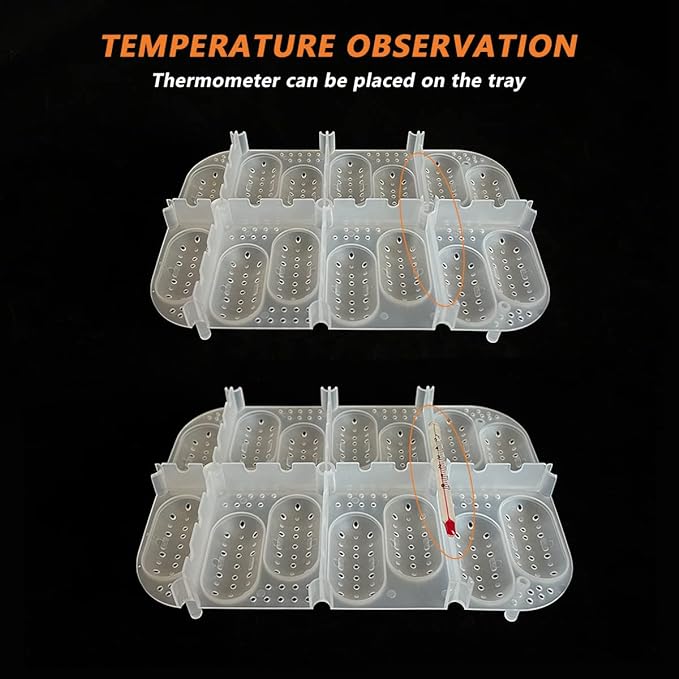 14 Grids Reptile Breeding Box, Egg Hatching Incubator Reptile Incubator for Hatching Egg, Snake, Lizards, Turtle, Lions Mane, Gecko Without Thermometer