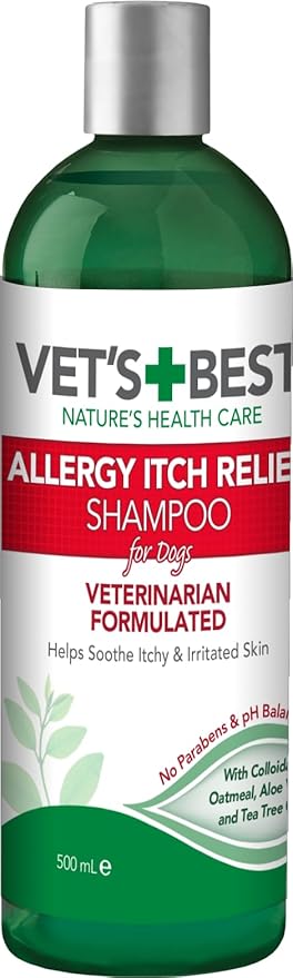 Vet's Best Healthy Coat Shed & Itch Relief Dog Supplements & Allergy Itch Relief Dog Shampoo | Cleans and Relieves Discomfort from Seasonal Allergies | Gentle Formula | 16 Oz