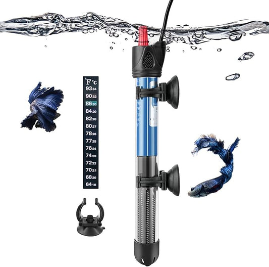 Hitop 25W/50W/100W/300W Adjustable Aquarium Heater, Submersible Glass Water Heater for 5 – 70 Gallon Fish Tank (25W)