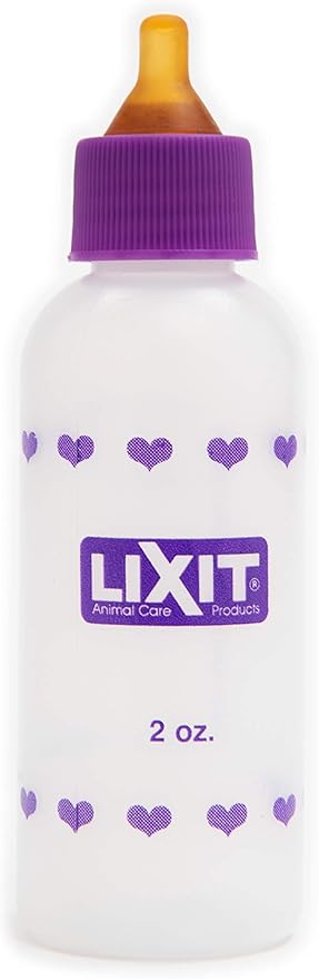 Lixit Nursing Bottle Kits for Puppies, Kittens, Guinea Pigs, Ferrets, Rabbits, Raccoons, Squirrels and Other Pets That need hand feeding (2 Ounce (Pack of 2), Clear)