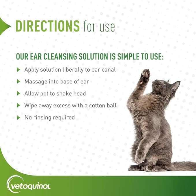 Vetoquinol Ear Cleansing Solution for Dogs and Cats - 16oz