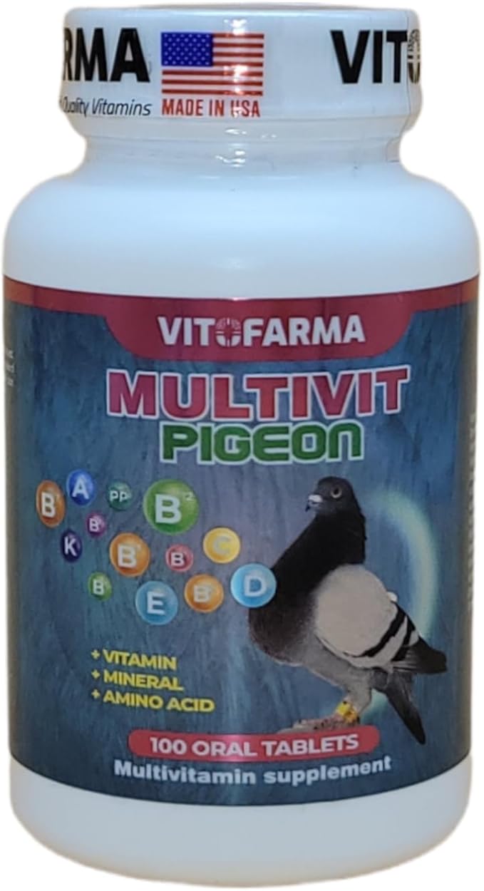 MULTIVIT Pigeon para palomas 100 Tabs Vitamins Minerals Aminoacids for Racing Pigeons Show Pigeons Rollers Supplement for Birds